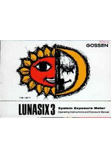 Gossen Lunasix 3 manual. Camera Instructions.